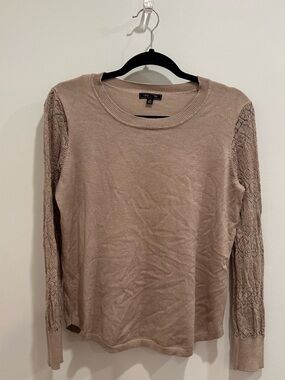 Lety & Me Lace-Sleeve Crew Neck Sweater